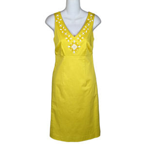 Boden Embellished Shift Sleeveless Dress Yellow Size 2 - Runs Small